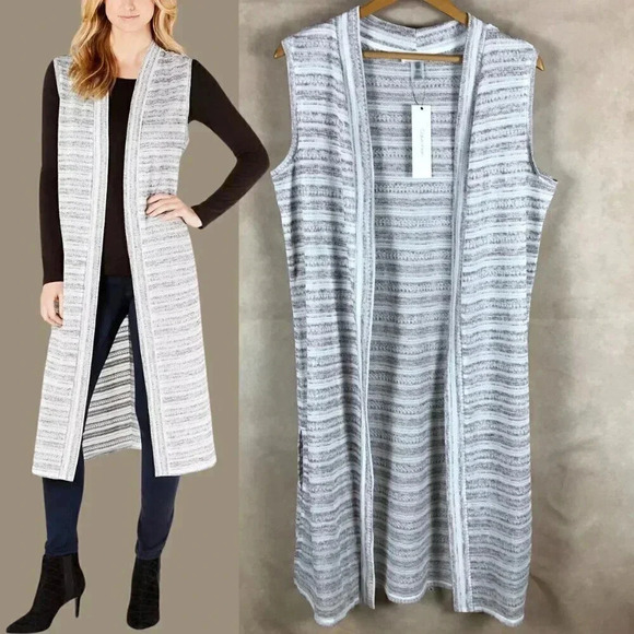 CALVIN KLEIN Sleeveless Long Cardigan Duster ONE SIZE NWT - Picture 1 of 11